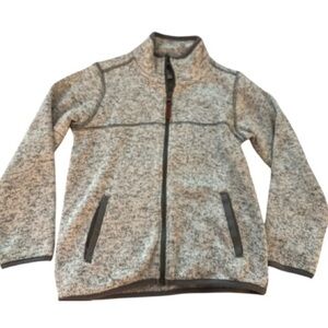 CARTER’S KID boys zipper sweater jacket, size 6, light gray , dark gray flecks.